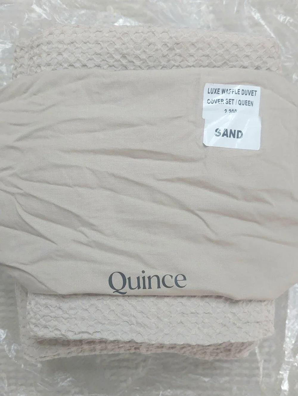 Quince 100% Organic Cotton Waffle Sand Duvet & 2 Shams! Full/ Queen (665)